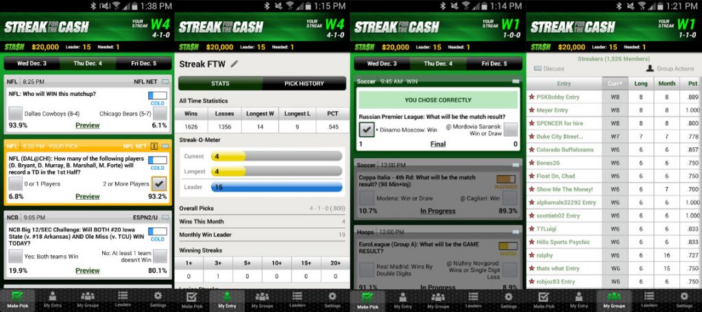 Приложения для заработка на Android - ESPN Streak For The Cash