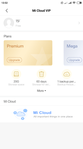 MIUI - резервное копирования MiCloud